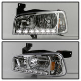 xTune Dodge Charger 06-10 1Pc LED Crystal Headlights Chrome HD-ON-DCH05-1PC-LED-C