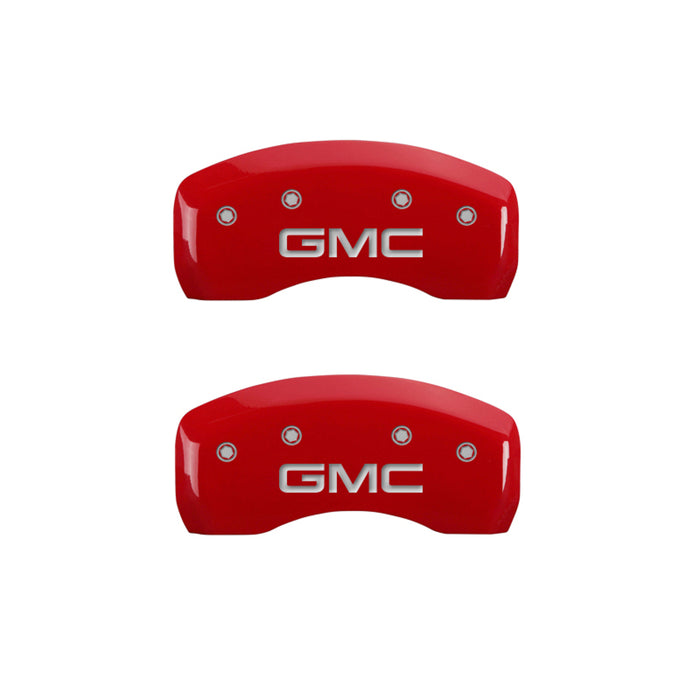 MGP 4 Caliper Covers Engraved Front & Rear GMC Red finish silver ch