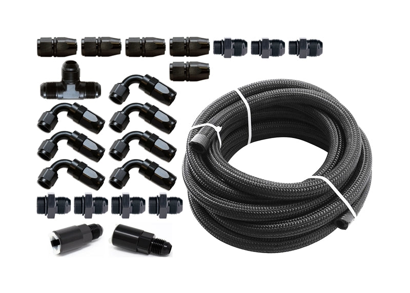 Torque Solution Braided Fuel Line Kit for -6 Aeromotive FPR: Subaru WRX 02-14 / Subaru STI 07-18