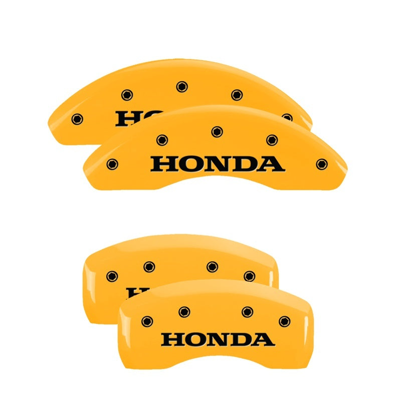 MGP Front set 2 Caliper Covers Engraved Front Honda Yellow finish black ch