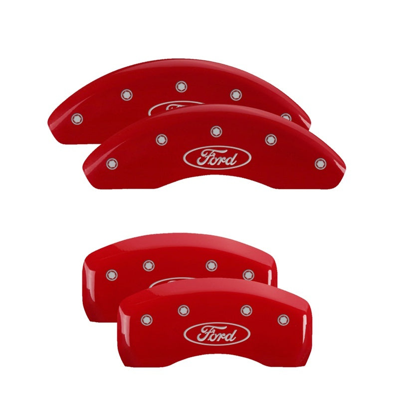 MGP 4 Caliper Covers Engraved Front Mustang Engraved Rear SN95/GT Red finish silver ch