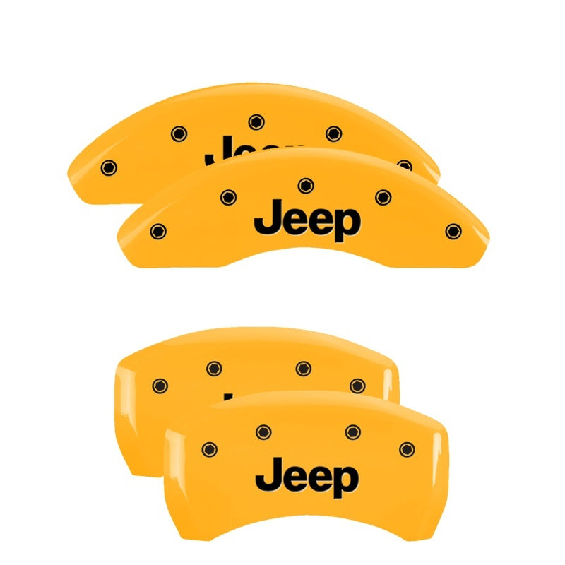 MGP 4 Caliper Covers Engraved Front & Rear Jeep Yellow Finish Black Char 2004 Jeep Grand Cherokee