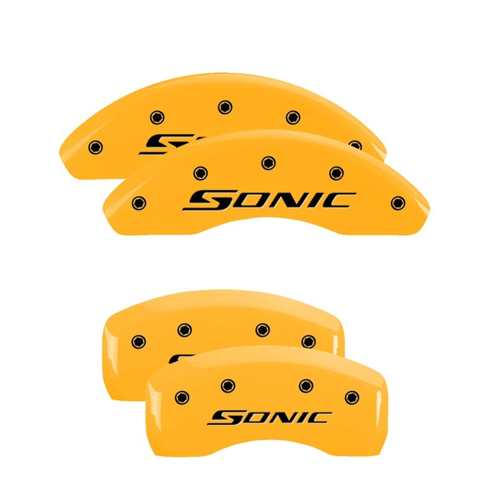 MGP 4 Caliper Covers Engraved Front & Rear Sonic Yellow finish black ch