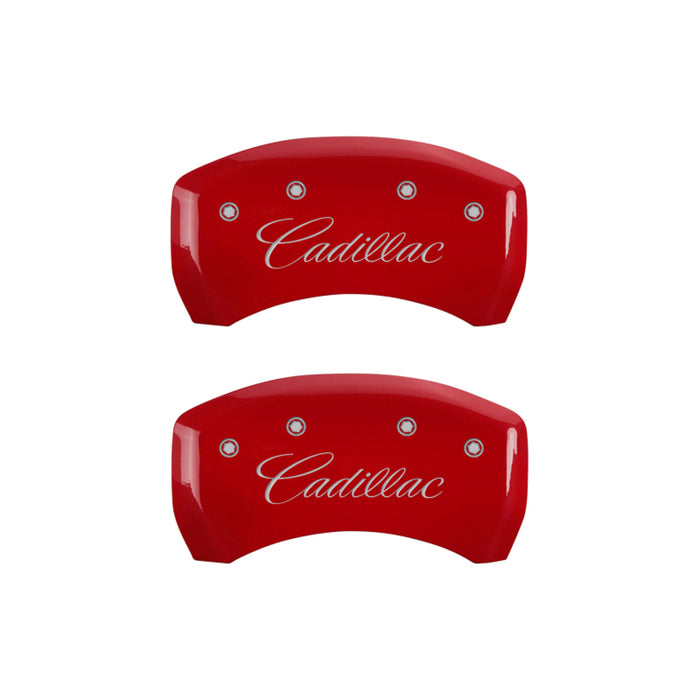 MGP 4 Caliper Covers Engraved Front & Rear Cursive/Cadillac Yellow finish black ch