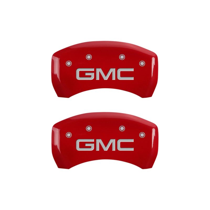 MGP 4 Caliper Covers Engraved Front & Rear GMC Red Finish Silver Char 2019 GMC Arcadia