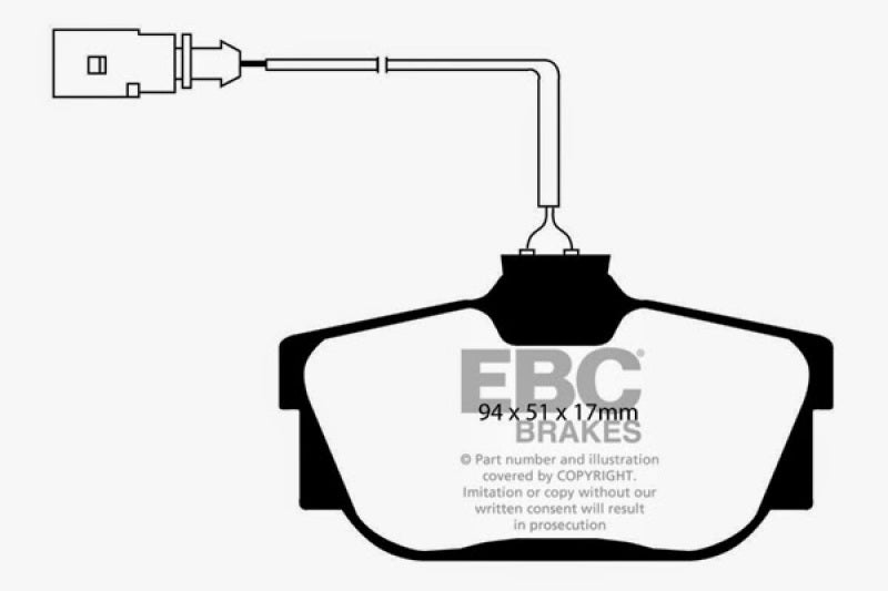 EBC 00 Volkswagen Eurovan 2.8 (ATE) with Wear Leads Greenstuff Rear Brake Pads