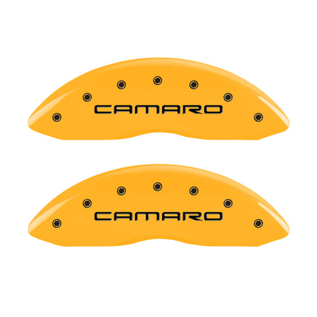 MGP 4 Caliper Covers Engraved Front Camaro Rear Z28 Yellow Finish Black Char 2000 Chevy Camaro