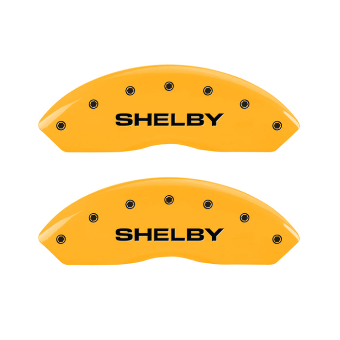 MGP 4 Caliper Covers Engraved Front Shelby Rear Snake Yellow Finish Black Char 2007 Ford Mustang