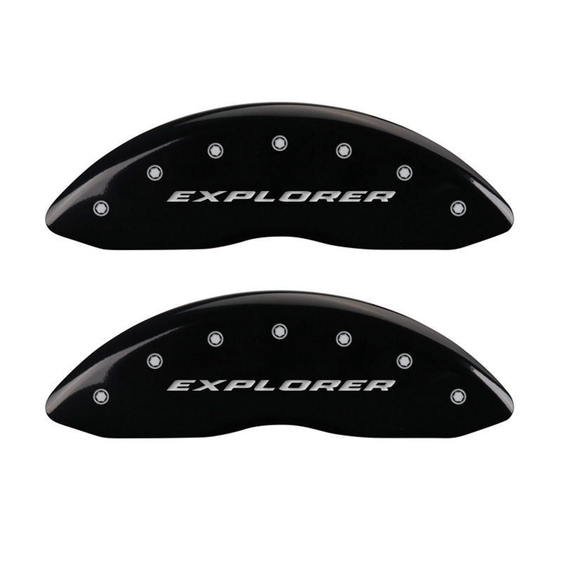 MGP 4 Caliper Covers Engraved Front & Rear Explorer Black finish silver ch