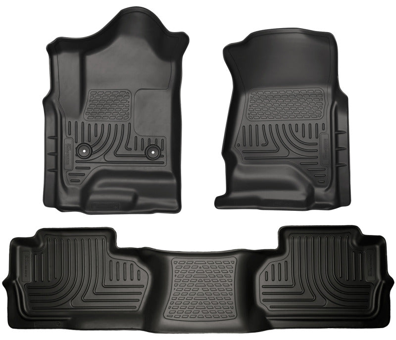 Husky Liners 14 Chevrolet Silverado/GMC Sierra Dbl Cab WeatherBeater Black Front&2nd Seat Floor Line