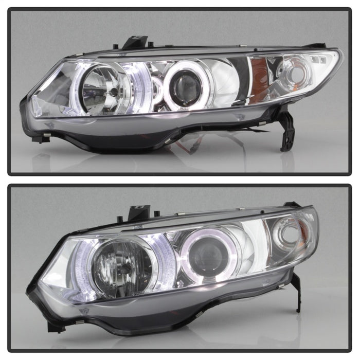 Spyder Honda Civic 06-08 2Dr Projector Headlights LED Halo Chrome High H1 Low H1 PRO-YD-HC06-2D-HL-C