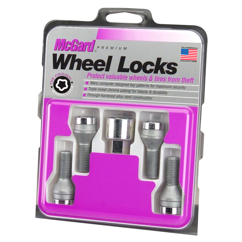 McGard Wheel Lock Bolt Set - 4pk. (Cone Seat) M12X1.5 / 17mm Hex / 25.5mm Shank Length - Chrome