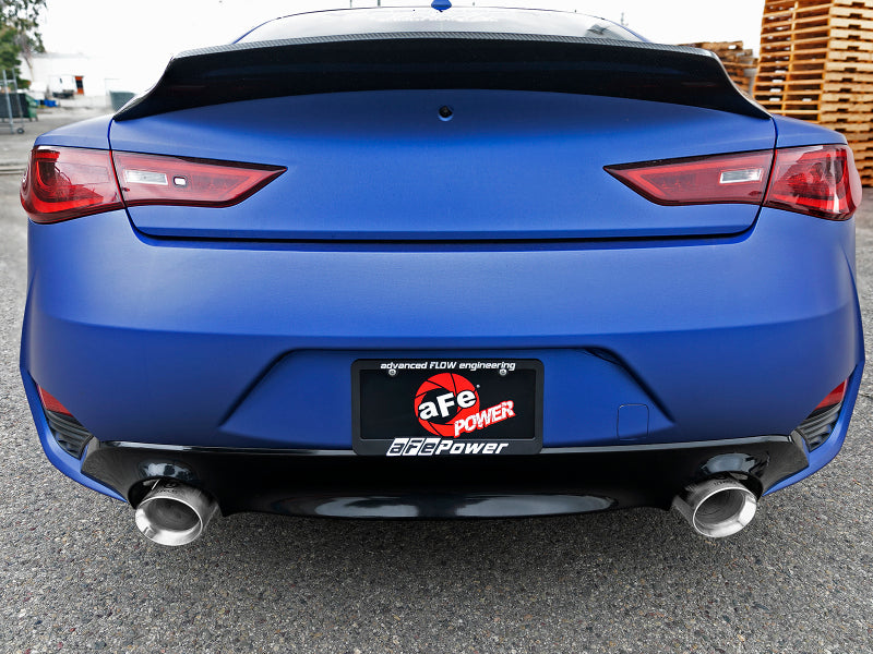 aFe POWER Takeda 2.5in 304 SS CB Exhaust w/ Polished Tips 17-19 Infiniti Q60 V6-3.0L (tt)