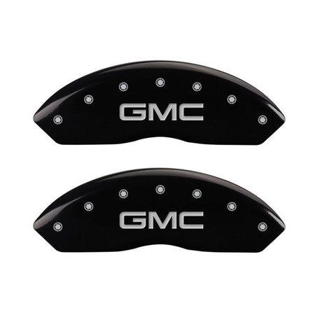 MGP 4 Caliper Covers Engraved Front & Rear GMC Black finish silver ch