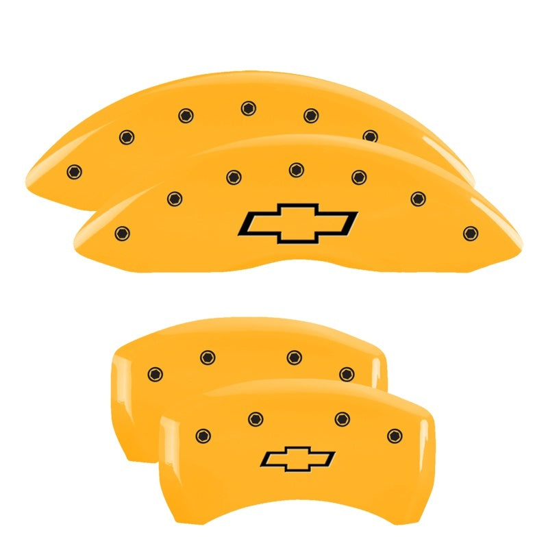 MGP 4 Caliper Covers Engraved Front & Rear Bowtie Yellow Finish Black Char 2000 Chevrolet Camaro