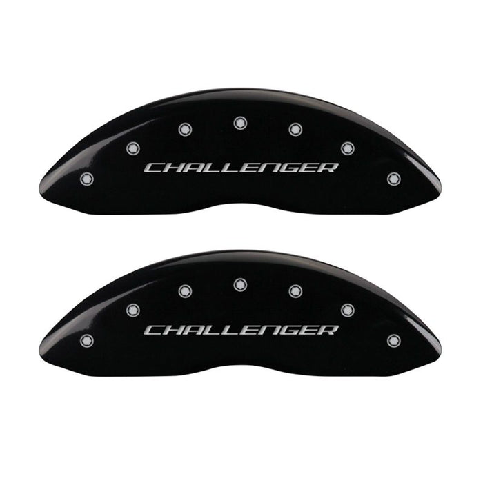 MGP 4 Caliper Covers Engraved Front Block/Challenger Engraved Rear Vintage Style/RT Blk fnsh slvr ch