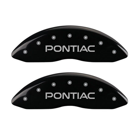 MGP 4 Caliper Covers Engraved Front & Rear Pontiac Black Finish Silver Char 2008 Pontiac G8