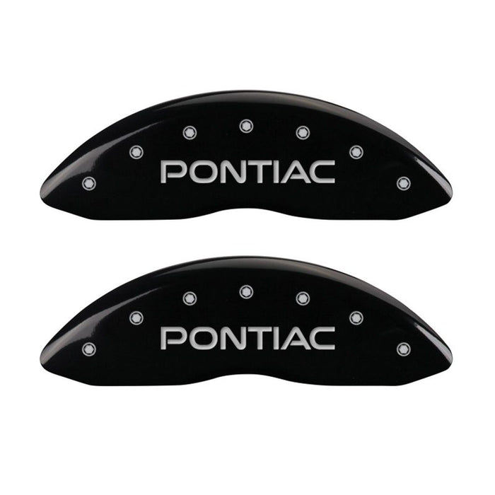 MGP 4 Caliper Covers Engraved Front & Rear Pontiac Black Finish Silver Char 2008 Pontiac G8