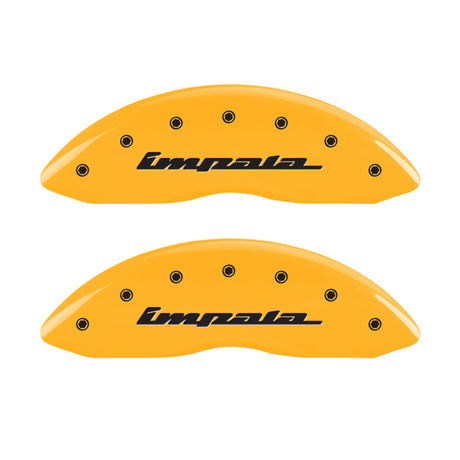 MGP 4 Caliper Covers Engraved Front & Rear Impala Yellow finish black ch