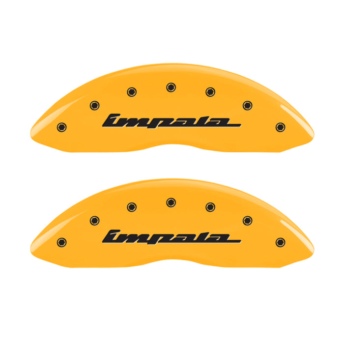 MGP 4 Caliper Covers Engraved Front & Rear Impala Yellow finish black ch