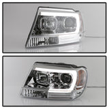 Spyder 99-04 Jeep Grand Cherokee Projector Headlights - Light Bar DRL LED - Chrome