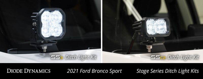 Diode Dynamics 2021 Ford Bronco Sport Stage Series 2in LED Ditch Light Kit - Pro White Combo