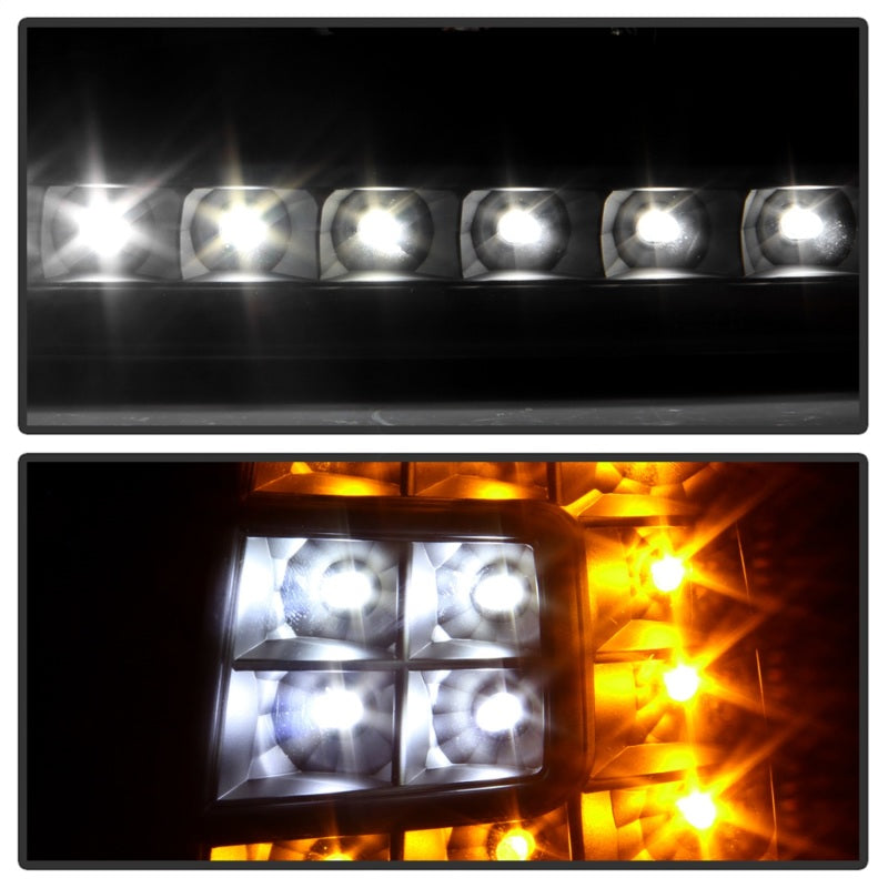 xTune Ford F150 97-03 Crystal Headlights w/ Clear LED Corners Black HD-ON-FF15097-LED-SET-BK