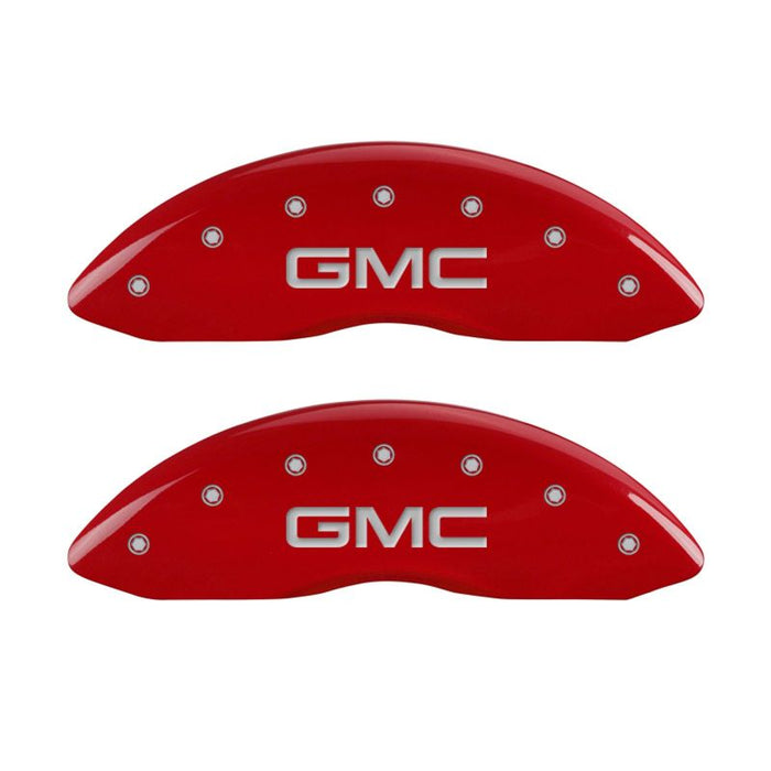 MGP 4 Caliper Covers Engraved Front & Rear GMC Red finish silver ch