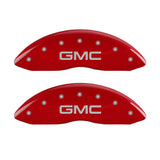 MGP Front set 2 Caliper Covers Engraved Front GMC Red finish silver ch