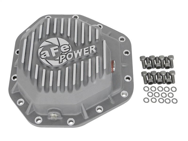 aFe Power Street Ser Rear Diff Cover Raw w/Mach Fin 2017 Ford Diesel Trucks V8-6.7L(td) Dana M275-14