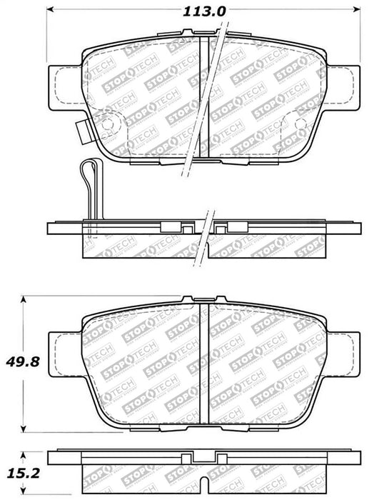 StopTech 06-14 Honda Ridgeline Street Select Rear Brake Pads