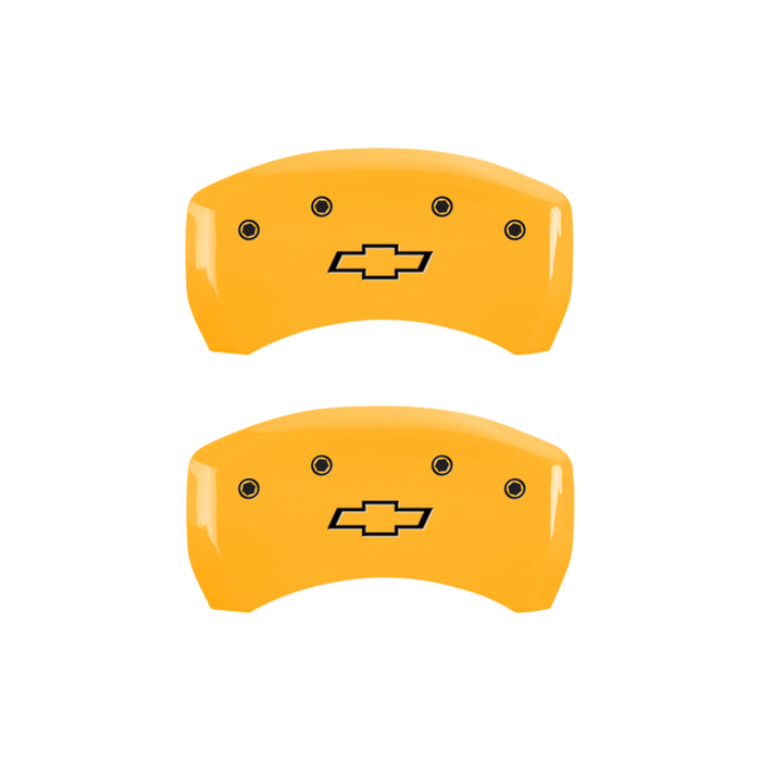 MGP 4 Caliper Covers Engraved Front & Rear Bowtie Yellow finish black ch