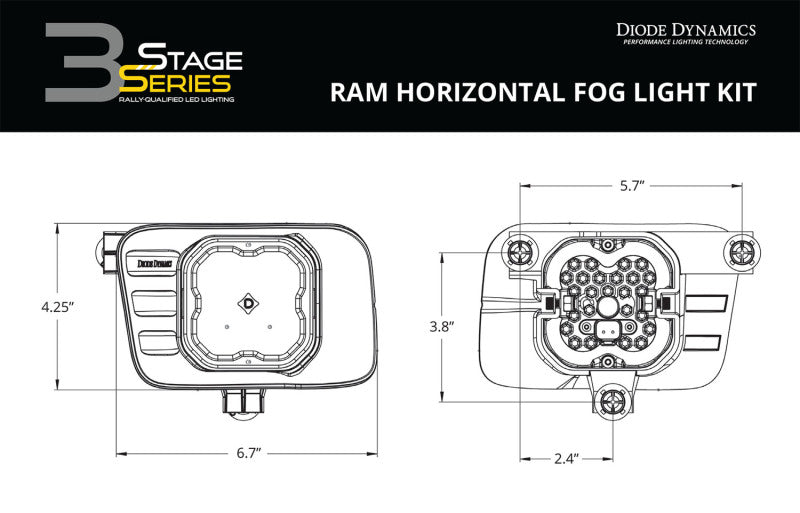 Diode Dynamics SS3 Pro Type Ram Horiz Kit ABL - White SAE Driving