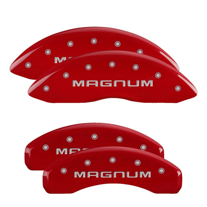 MGP 4 Caliper Covers Engraved Front & Rear With stripes/Dodge Black finish silver ch