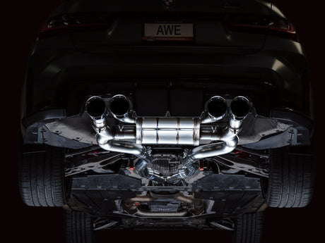 AWE SwitchPath Catback Exhaust for BMW G8X M3/M4 - Chrome Silver Tips
