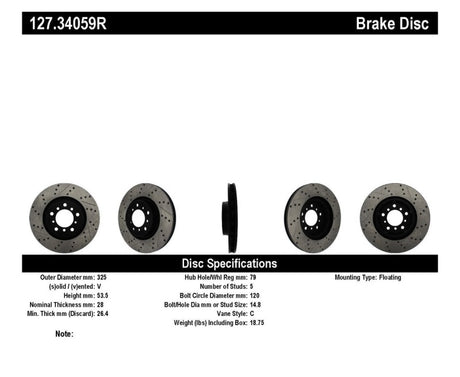 StopTech Slotted & Drilled Sport Brake Rotor