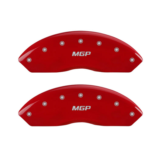 MGP 4 Caliper Covers Engraved Front & Rear MGP Red Finish Silver Char 2008 Toyota Fj Cruiser