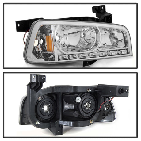 xTune Dodge Charger 06-10 1Pc LED Crystal Headlights Chrome HD-ON-DCH05-1PC-LED-C
