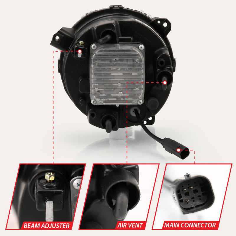 ANZO 2018-2019 Jeep Wrangler Full Led Projector Headlights Black