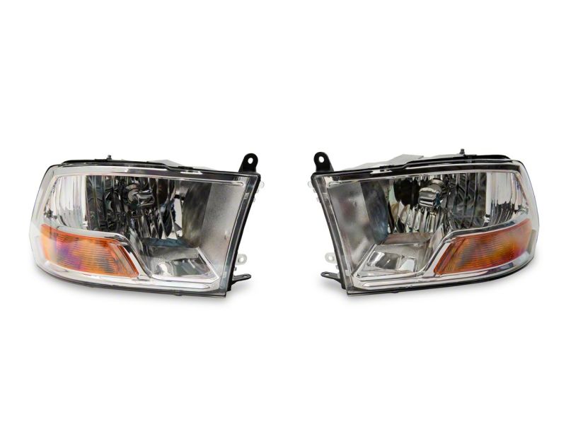 Raxiom 09-18 Dodge RAM 1500 Axial OEM Rep Headlights w/ Single Bulb- Chrome Housing (Clear Lens)