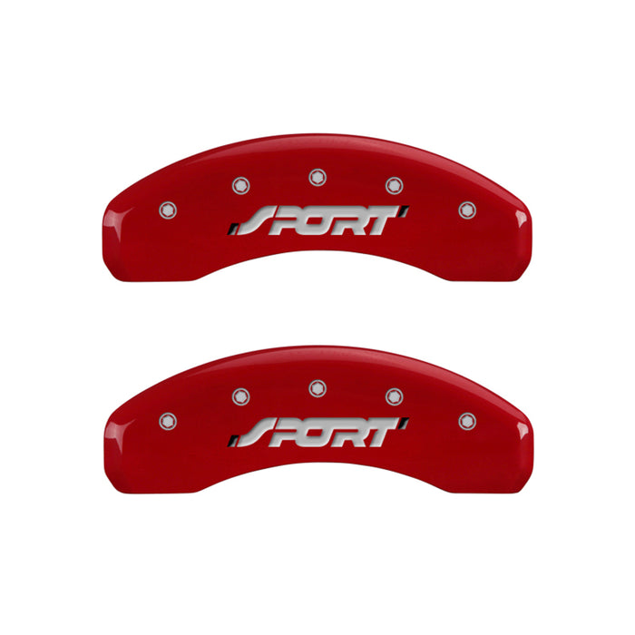 MGP 4 Caliper Covers Engraved Front & Rear SPORT Red finish silver ch