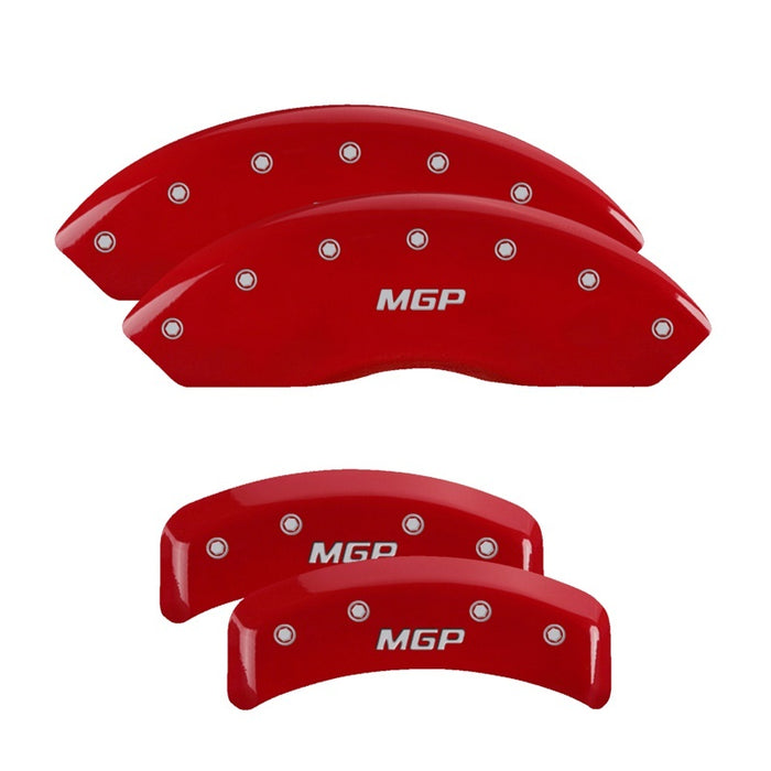 MGP 4 Caliper Covers Engraved Front & Rear Oval logo/Ford Red finish silver ch