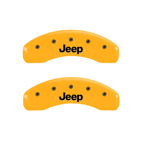 MGP 4 Caliper Covers Engraved Front & Rear Jeep Yellow Finish Black Char 2004 Jeep Grand Cherokee