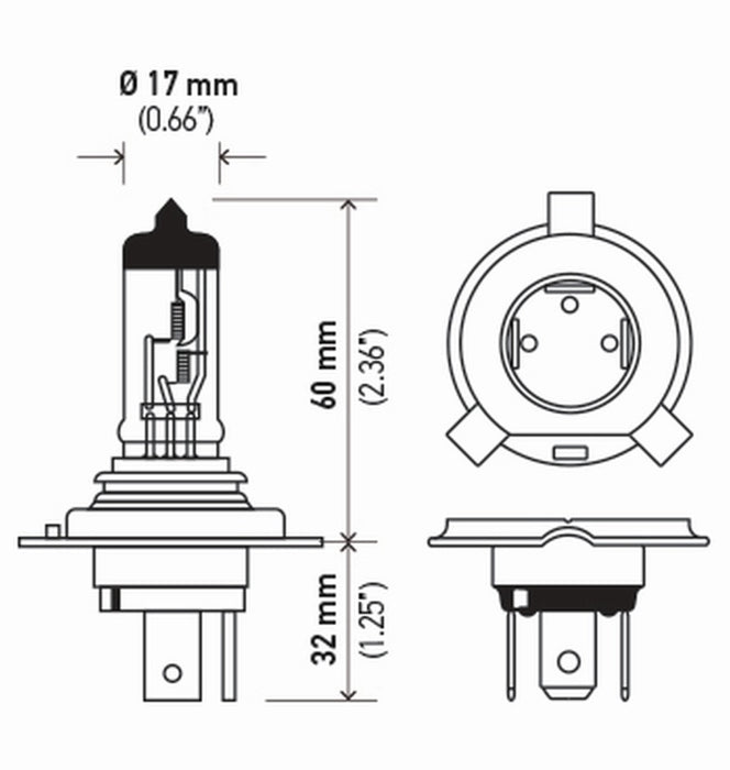 Hella Bulb 9003/Hb2 12V 60/55W P43T T46 (2)