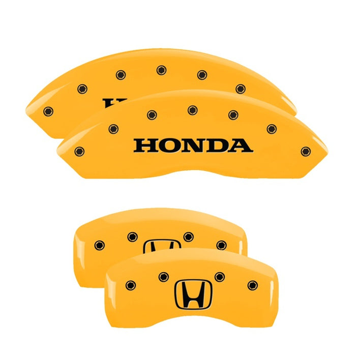 MGP 4 Caliper Covers Engraved Front Honda Engraved Rear H Logo Yellow finish black ch