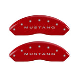 MGP 4 Caliper Covers Engraved Front Mustang Engraved Rear Bar & Pony Red finish silver ch