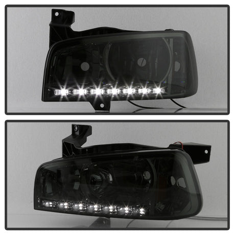 xTune Dodge Charger 06-10 1Pc LED Crystal Headlights Smoke HD-ON-DCH05-1PC-LED-SM
