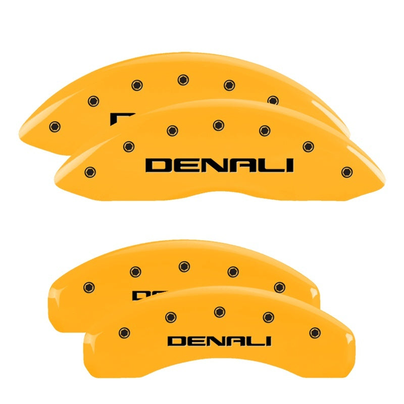 MGP 4 Caliper Covers Engraved Front & Rear Denali Yellow Finish Black Char 2009 GMC Envoy