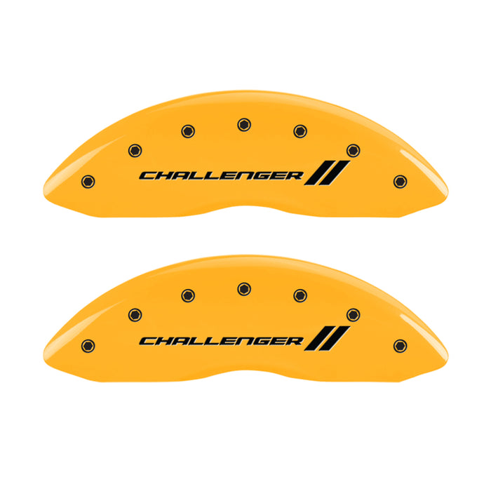 MGP 4 Caliper Covers Engraved F & R Stripes/Challenger Yellow Finish Black Char 2006 Dodge Charger