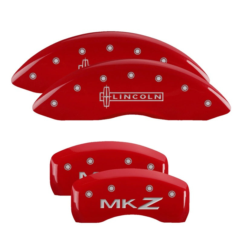 MGP 4 Caliper Covers Engraved Front Lincoln Rear MKZ Red Finish Silver Char 2019 Lincoln MKZ